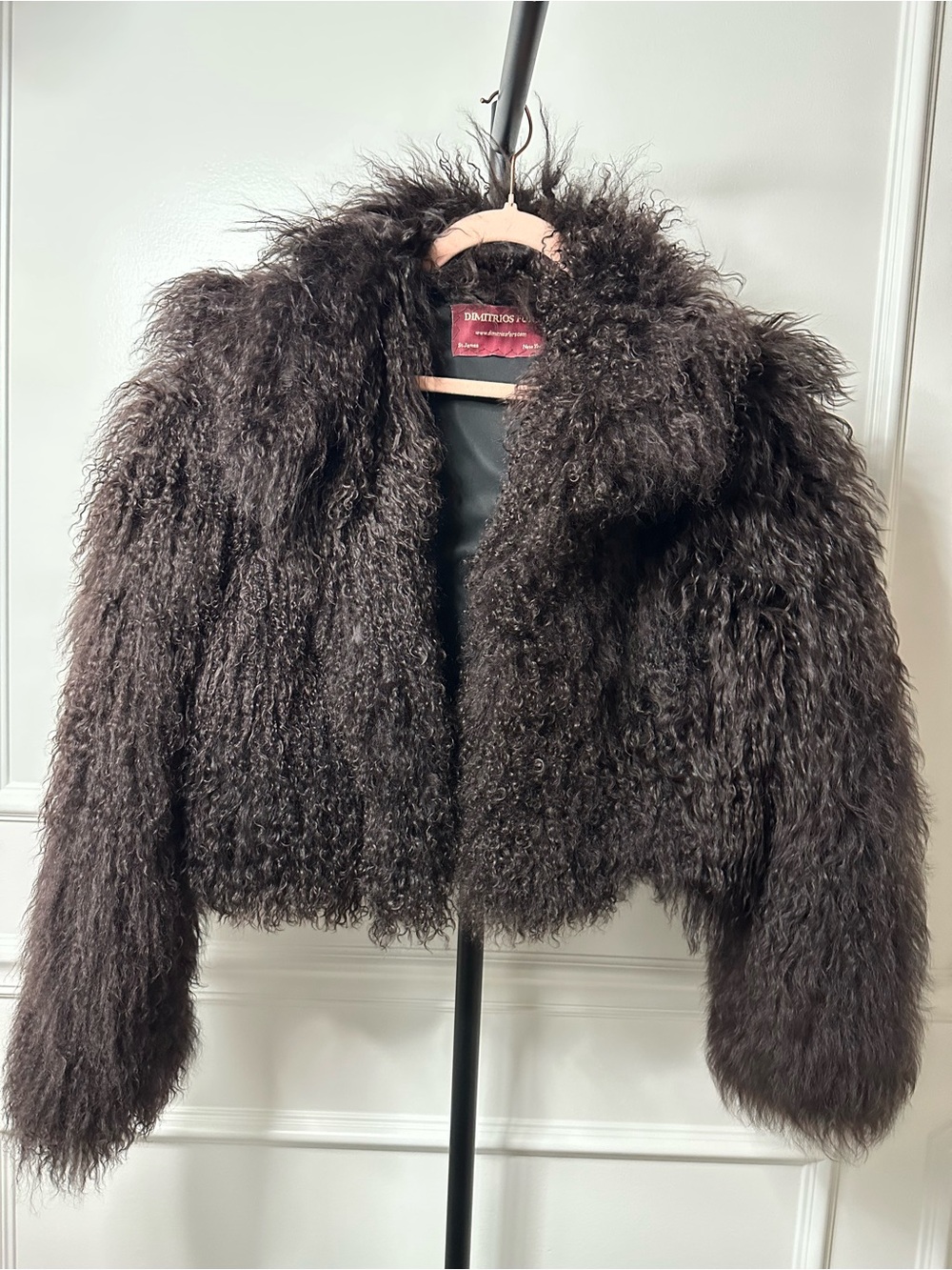 Crop Mongolian Fur Jacket (Brown) Size Medium